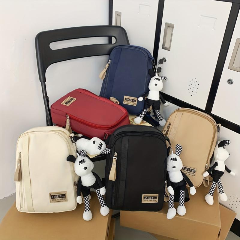 Nylon Sling Bag Letter Patch Decor Chest Bag Crossbody Bag