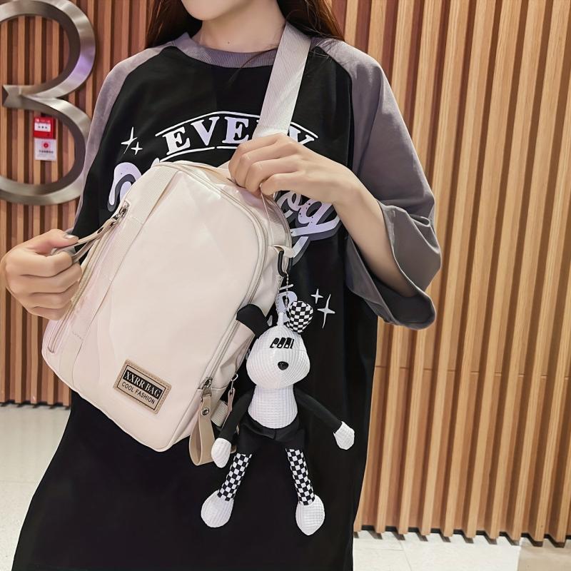 Nylon Sling Bag Letter Patch Decor Chest Bag Crossbody Bag