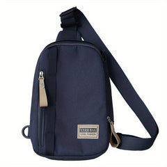 Nylon Sling Bag Letter Patch Decor Chest Bag Crossbody Bag