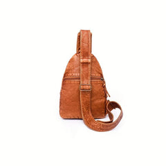 Retro Studded Sling Backpack Crossbody Bag PU Leather Chest Purse