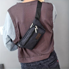 Casual Canvas Waist Bag Sports Runing Chest Bag for Outdoor Travel
