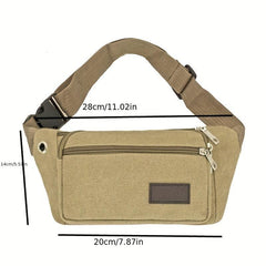 Casual Canvas Waist Bag Sports Runing Chest Bag for Outdoor Travel