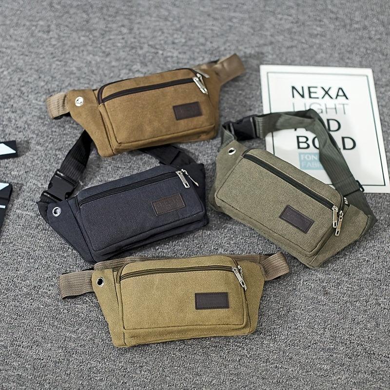 Casual Canvas Waist Bag Sports Runing Chest Bag for Outdoor Travel