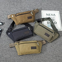 Casual Canvas Waist Bag Sports Runing Chest Bag for Outdoor Travel