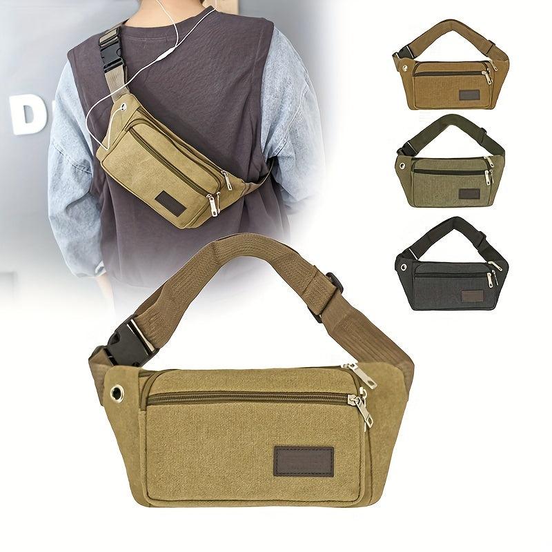 Casual Canvas Waist Bag Sports Runing Chest Bag for Outdoor Travel