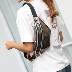 Holographic PU Leather Waist Bag for Sports and Travel