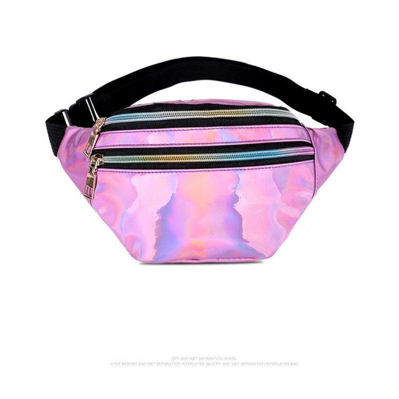 Holographic PU Leather Waist Bag for Sports and Travel
