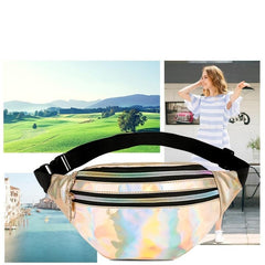 Holographic PU Leather Waist Bag for Sports and Travel