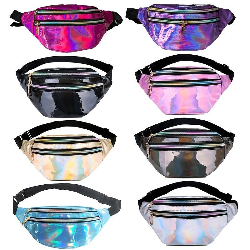 Holographic PU Leather Waist Bag for Sports and Travel