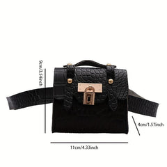 Vintage Flap Waist Bag Crocodile Embossed Fanny Pack Crossbody Purse
