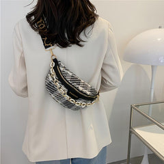 Chain Decor Fanny Pack Waist Bag with Adjustable Strap Women's Chest Bag
