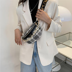 Chain Decor Fanny Pack Waist Bag with Adjustable Strap Women's Chest Bag