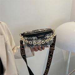 Chain Decor Fanny Pack Waist Bag with Adjustable Strap Women's Chest Bag