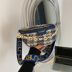 Chain Decor Fanny Pack Waist Bag with Adjustable Strap Women's Chest Bag
