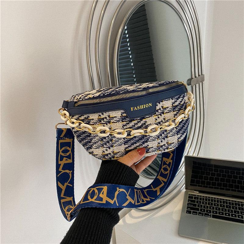 Chain Decor Fanny Pack Waist Bag with Adjustable Strap Women's Chest Bag