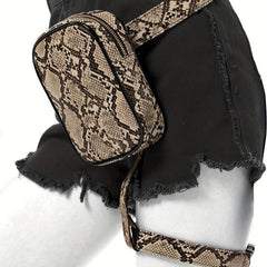 Snakeskin Pattern Thigh Bag Y2K Goth Fanny Pack Leg Purse