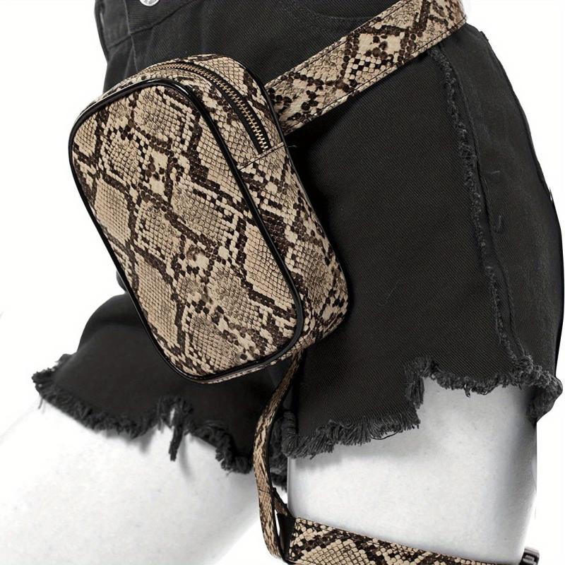 Snakeskin Pattern Thigh Bag Y2K Goth Fanny Pack Leg Purse