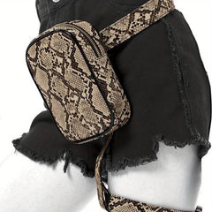 Snakeskin Pattern Thigh Bag Y2K Goth Fanny Pack Leg Purse
