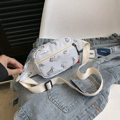 Butterfly Print Durable Chest Bag Nylon Versatile Fanny Pack Zipper
