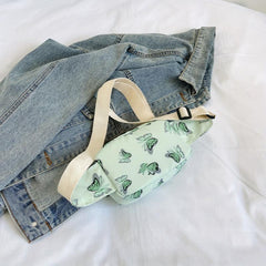 Butterfly Print Durable Chest Bag Nylon Versatile Fanny Pack Zipper