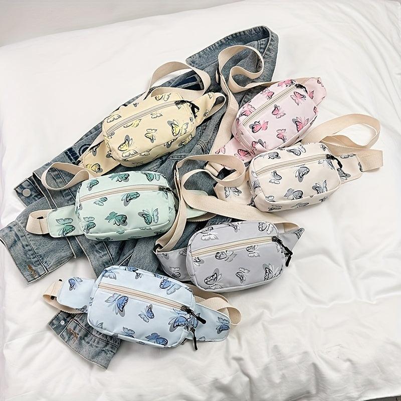 Butterfly Print Durable Chest Bag Nylon Versatile Fanny Pack Zipper