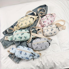 Butterfly Print Durable Chest Bag Nylon Versatile Fanny Pack Zipper