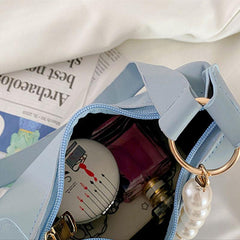Pearl Decor Crescent Bag PU Underarm Bag Women's Casual Stylish Handbag