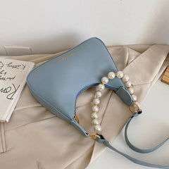 Pearl Decor Crescent Bag PU Underarm Bag Women's Casual Stylish Handbag