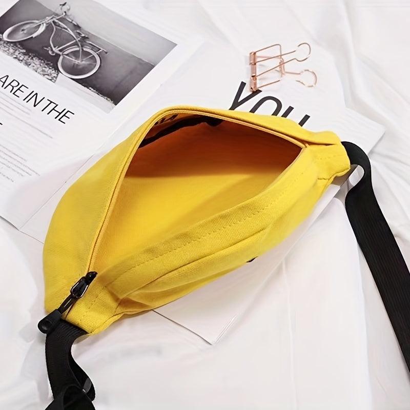 Canvas Fanny Pack Embroidered Waist Purse for Outdoor Sports
