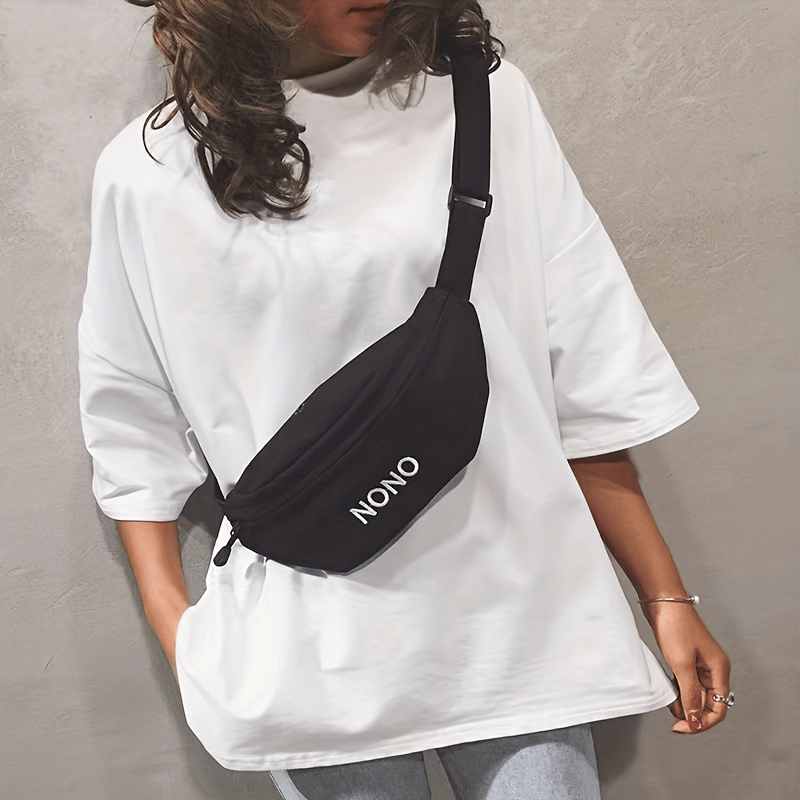 Canvas Fanny Pack Embroidered Waist Purse for Outdoor Sports