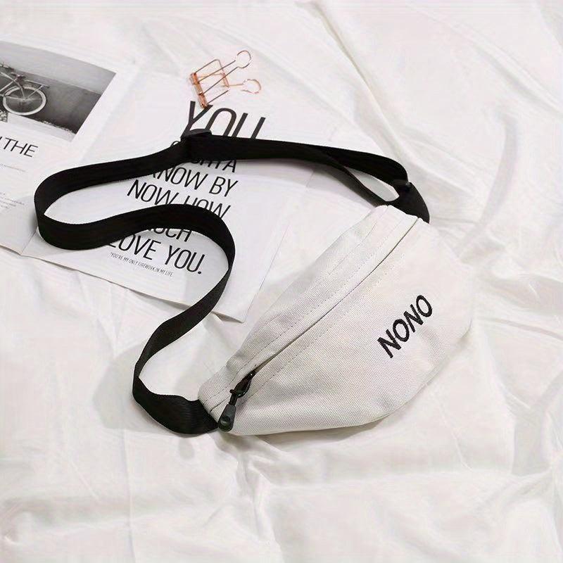 Canvas Fanny Pack Embroidered Waist Purse for Outdoor Sports