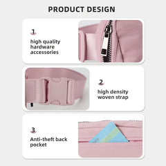 Minimalist Square Waist Bag Solid Zipper Sports Running Bag