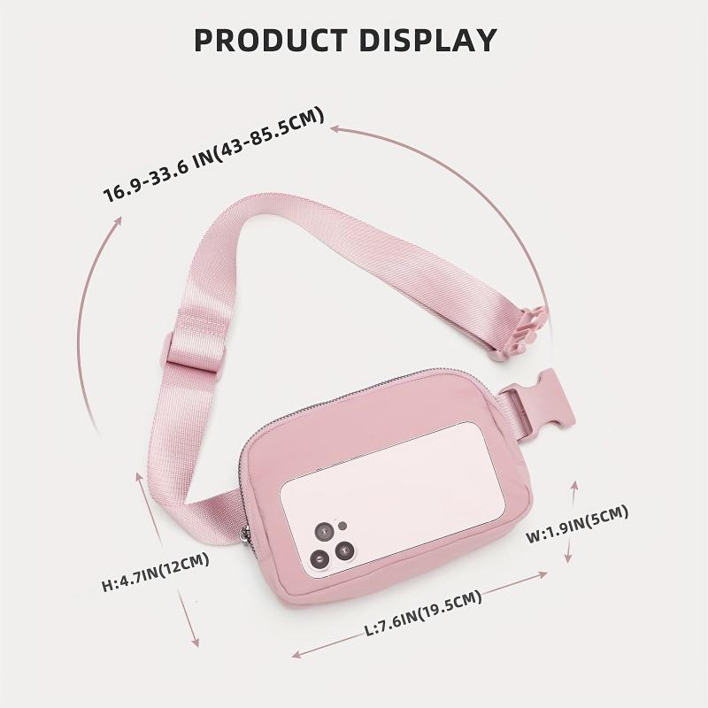 Minimalist Square Waist Bag Solid Zipper Sports Running Bag