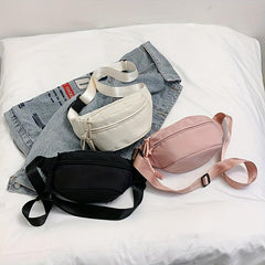 Canvas Chest Bag Zipper Fanny Pack Lightweight Crossbody Bag