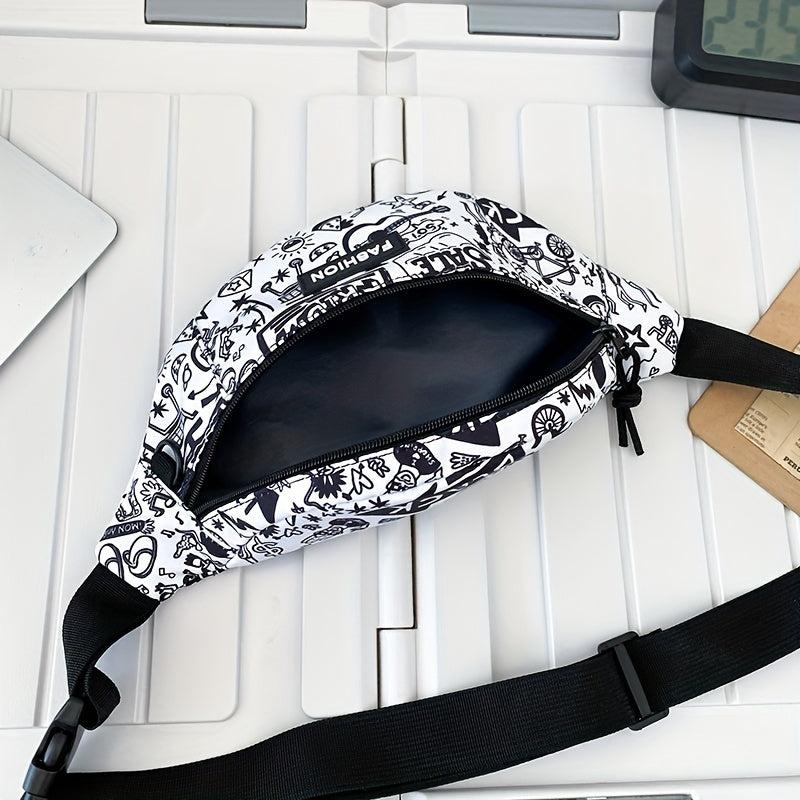 Cartoon Graffiti Print Letter Patch Chest Bag