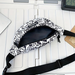 Cartoon Graffiti Print Letter Patch Chest Bag