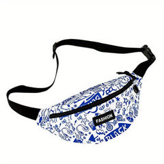 Cartoon Graffiti Print Letter Patch Chest Bag