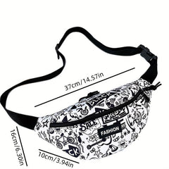 Cartoon Graffiti Print Letter Patch Chest Bag