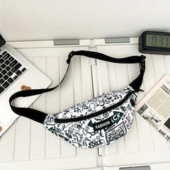 Cartoon Graffiti Print Letter Patch Chest Bag