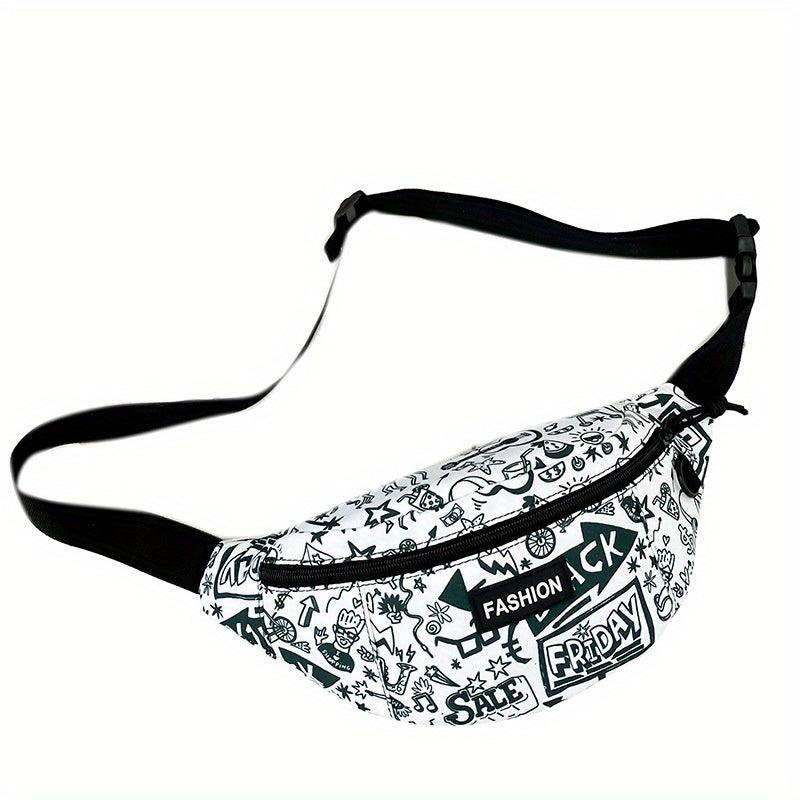 Cartoon Graffiti Print Letter Patch Chest Bag