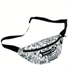 Cartoon Graffiti Print Letter Patch Chest Bag