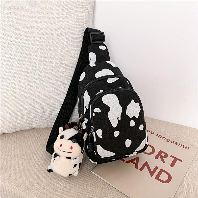 Cow Print Mini Chest Bag with Cow Pendant