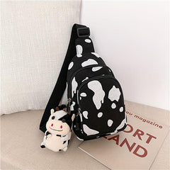 Cow Print Mini Chest Bag with Cow Pendant