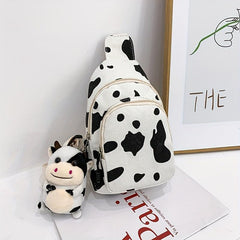 Cow Print Mini Chest Bag with Cow Pendant