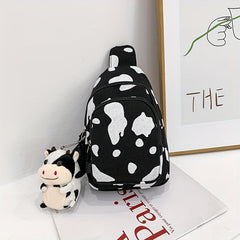 Cow Print Mini Chest Bag with Cow Pendant