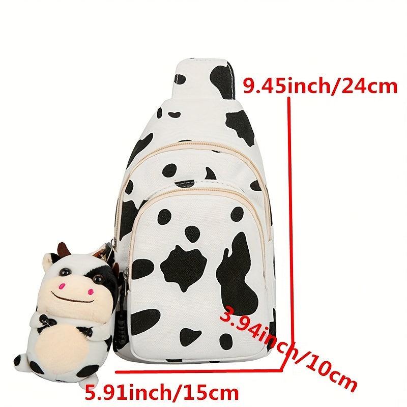 Cow Print Mini Chest Bag with Cow Pendant
