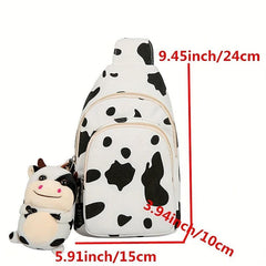 Cow Print Mini Chest Bag with Cow Pendant