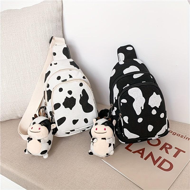 Cow Print Mini Chest Bag with Cow Pendant