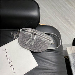Sparkling Rhinestone Chest Bag with Adjustable Strap