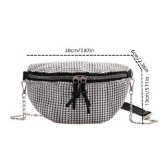 Sparkling Rhinestone Chest Bag with Adjustable Strap